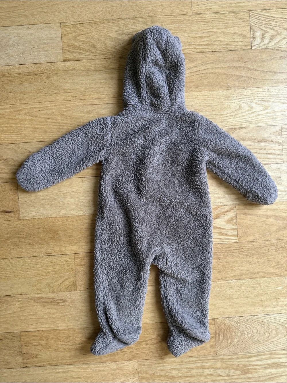 Cozy Brown Sherpa Baby One-Piece with Hood